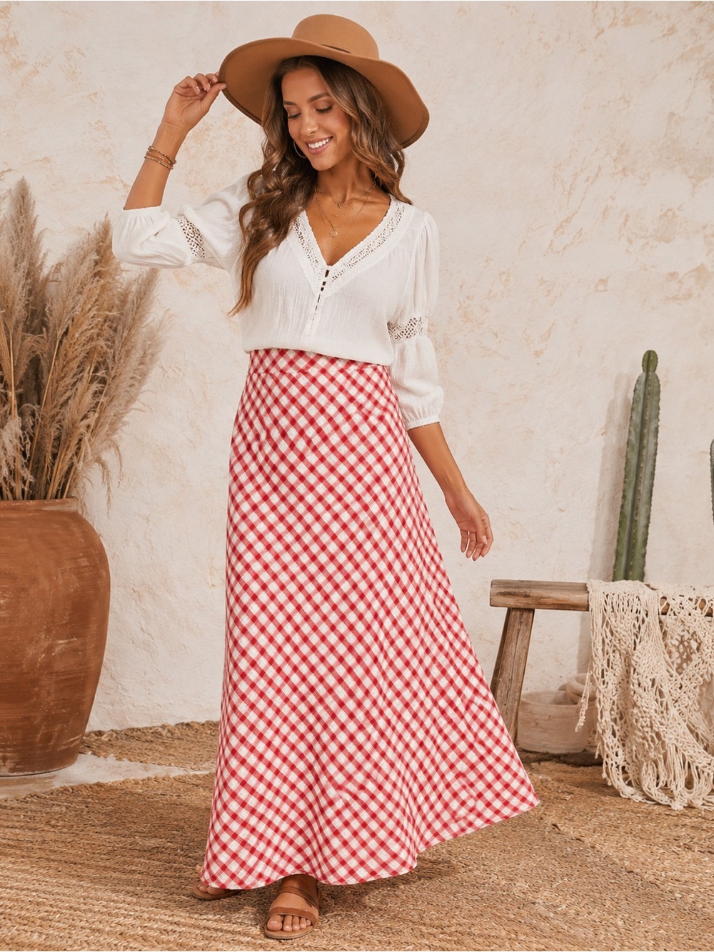 Women's Printed Midi Full Skirt